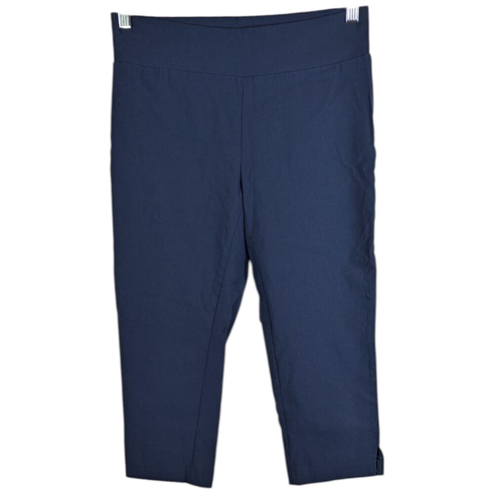 Focus 2000 Navy Blue Capri Pants Womens Size 6 Rayon Stretch Work